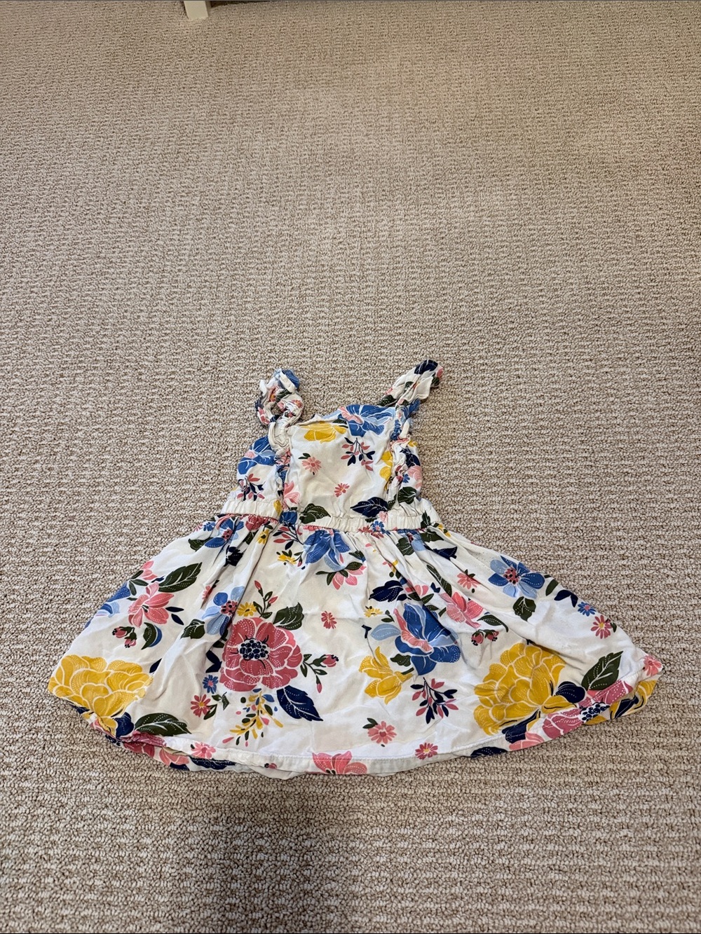 Carter's White Floral Sundress with Pink, Blue & Yellow Flowers